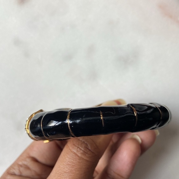 Vintage Women’s Unsigned Ciner Black Enamel Equestrian Bracelet Horse Jewelry - Picture 8 of 8